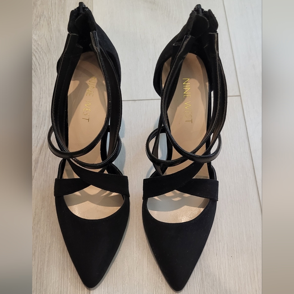 Nine West black ankle strap pump heels - Size 5